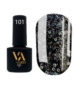 Гель-лак VALERI Color №101 чорний з блискітками 6 ml