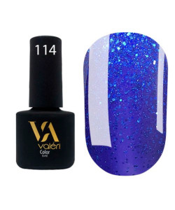 Гель-лак VALERI Color №114 яскравий синій з блискітками 6 ml