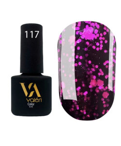 Гель-лак VALERI Color №117 фыолетовий з блискітками 6 ml