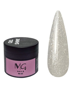 Гель для нарощування MG Shine Gel №01 (бежеве срібло, світловідбивний), 15 мл