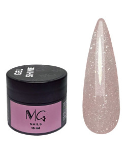 Гель для нарощування MG Shine Gel №02 (пудровий рожевий, світловідбивний), 15 мл