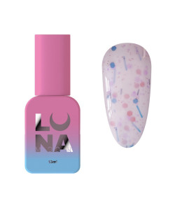 Камуфлююча база Luna Tutti Frutti Base №21 (молочно-рожевий з різнокольоровими вкрапленнями та фігурками) 13 мл
