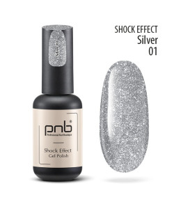 Топ світловідбивний для гель-лаку без липкого шару PNB SHOCK SILVER TOP NO-WIPE 8 мл